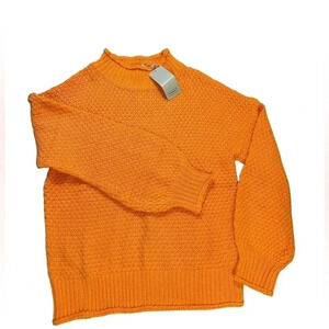 Yundai Neon Orange Knitted Mock  Neck Size Medium
